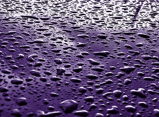 Image showing rain drops on metallic surface