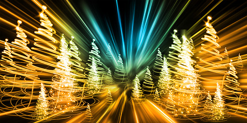 Image showing christmas forest from the color lights