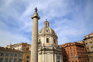 Image showing Traian column and Santa Maria di Loreto in Rome, Italy