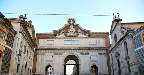 Image showing Gate of Piazza del Popolo in Rome Italy 