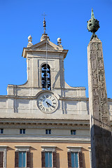 Image showing Obelisk of Montecitorio and Italian parliament on Piazza di Mont