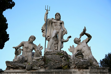 Image showing Fountain of Neptune in Piazza del Popolo, Rome, Italy