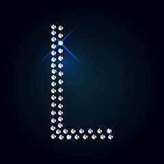 Image showing Gems L letter. Shiny diamond font.