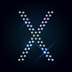 Image showing Gems X letter. Shiny diamond font.