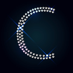 Image showing Gems C letter. Shiny diamond font.