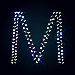 Image showing Gems M letter. Shiny diamond font.