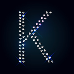 Image showing Gems K letter. Shiny diamond font.