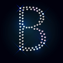 Image showing Gems B letter. Shiny diamond font.