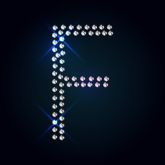 Image showing Gems F letter. Shiny diamond font.