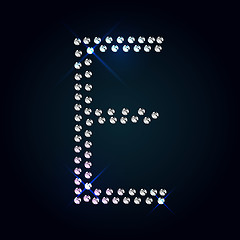 Image showing Gems E letter. Shiny diamond font.