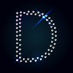 Image showing Gems D letter. Shiny diamond font.