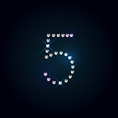 Image showing Gems 5 number. Shiny diamond font.