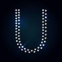 Image showing Gems U letter. Shiny diamond font.