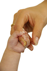 Image showing Baby and mothers hand