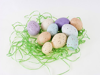 Image showing Pastel Eggs on Grass