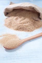 Image showing Different types of sugar: brown, white and refined sugar