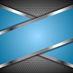 Image showing Abstract blue background with metallic design