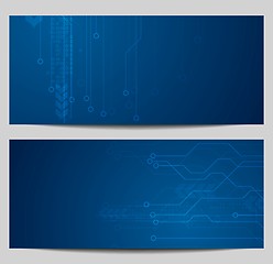 Image showing Blue tech banners with circuit board design
