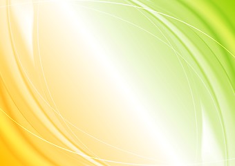 Image showing Abstract green orange wavy template design