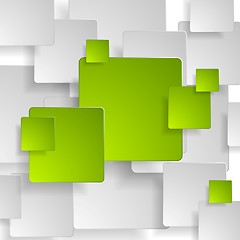 Image showing Abstract green grey squares tech background