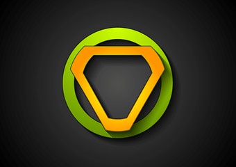 Image showing Abstract green orange geometric logo design
