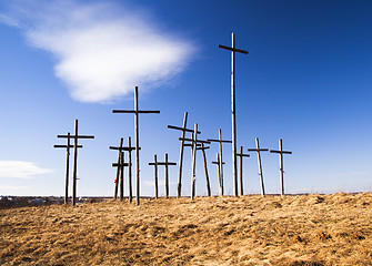 Image showing crosses on the hill  