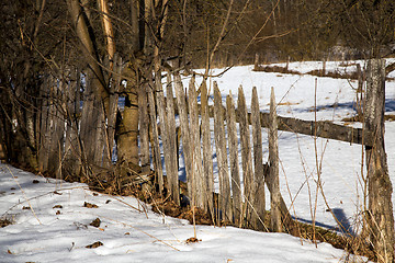 Image showing wooden fence. winter  