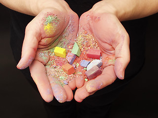 Image showing Hands with Pastels