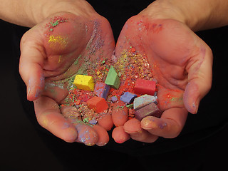 Image showing Hands with Pastels, covered