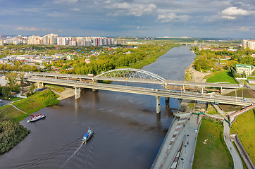 Image showing Old bridge and construction new one. Tyumen.Russia