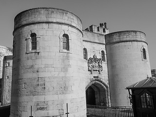 Image showing Black and white Tower of London