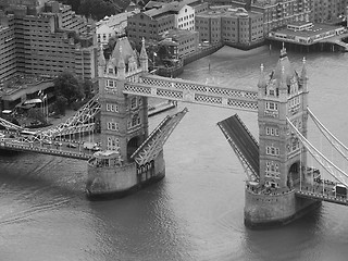 Image showing Black and white Aerial view of London