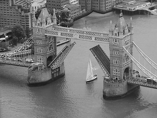 Image showing Black and white Aerial view of London