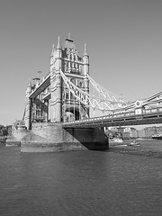 Image showing Black and white Tower Bridge in London