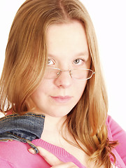 Image showing Young Woman Stares