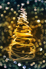 Image showing christmas tree form the color xmas lights