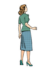 Image showing Retro woman looks back