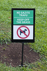 Image showing sign on a grass 