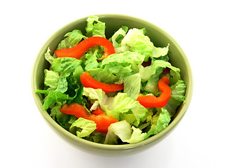 Image showing Simple salad in a green bowl