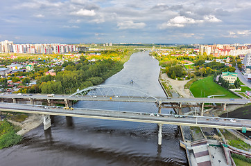 Image showing Old bridge and construction new one. Tyumen.Russia