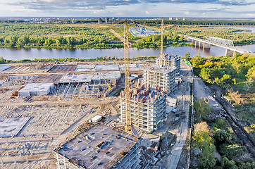 Image showing View on construction site in Tyumen and Tura river
