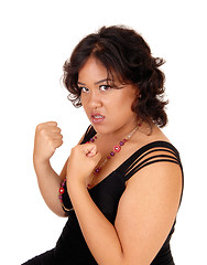 Image showing Angry woman ready for fist fight.