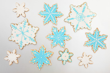 Image showing Gingerbread Snowflake Biscuits