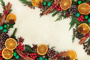 Image showing Christmas Fruit and Spice Border