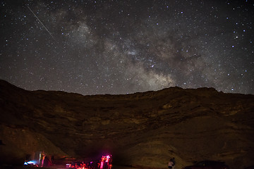 Image showing Night camping under stars