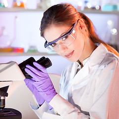 Image showing Portrait of a helth care professional microscoping.