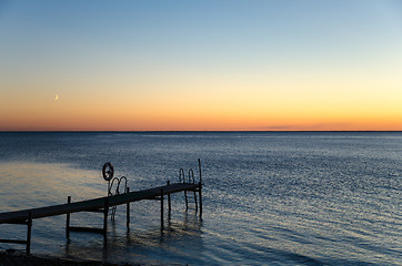 Image showing Old wooden bath pier