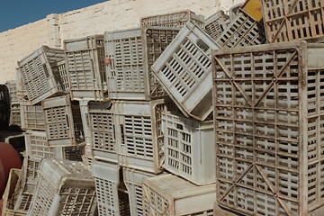 Image showing Old empty plastic crates_5754