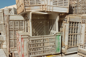Image showing Old empty plastic crates_5755