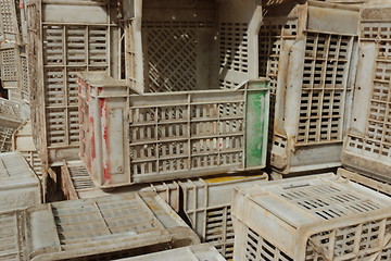 Image showing Old empty plastic crates_5756